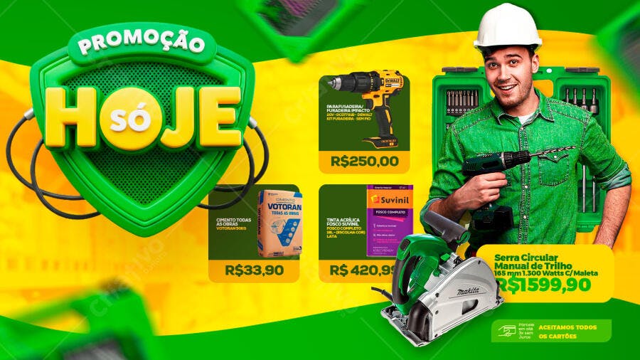 Banner Promoção Loja Construção Ferramentas PSD Editável