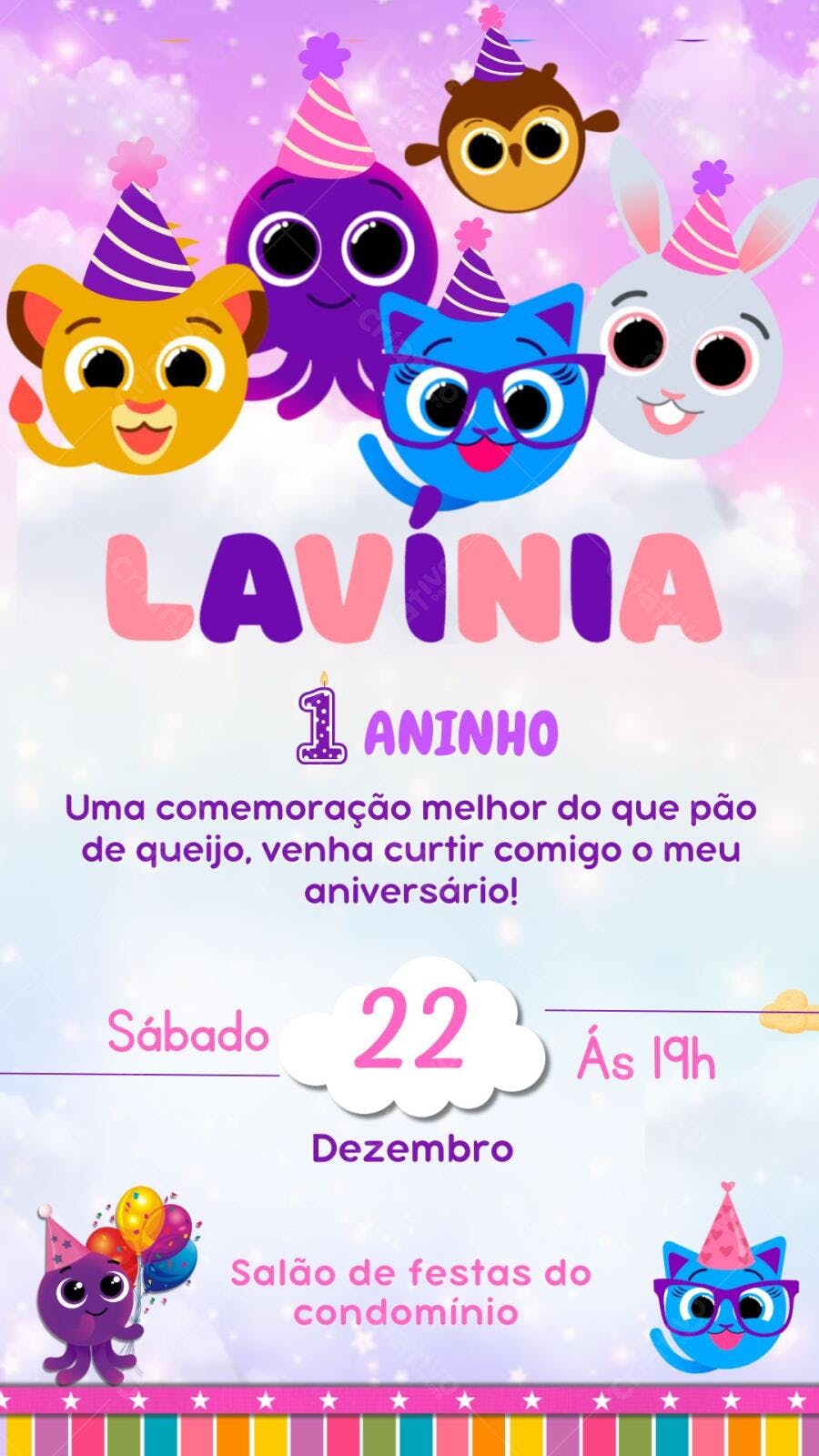 Convite Aniversário Blippi 1 Aninho Editável