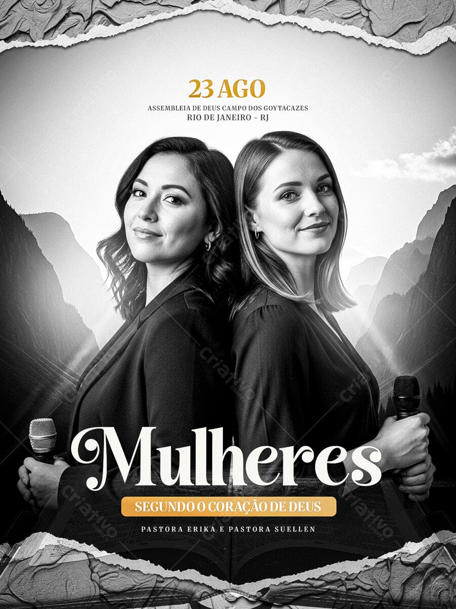 Flyer Mulheres Cristãs Evento Religioso PSD Editável