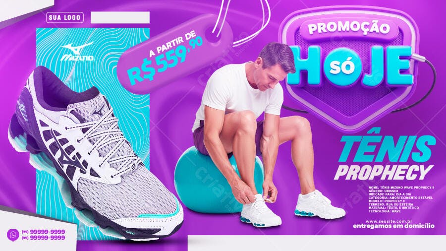 Banner Promoção Tênis Academia Fitness PSD Editável