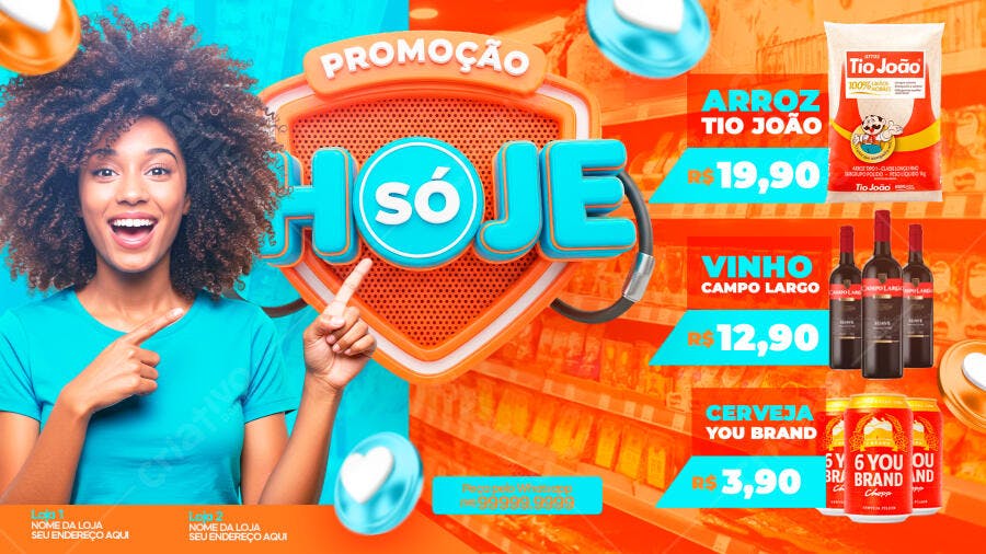 Banner Promoção Supermercado Ofertas Hoje PSD Editável