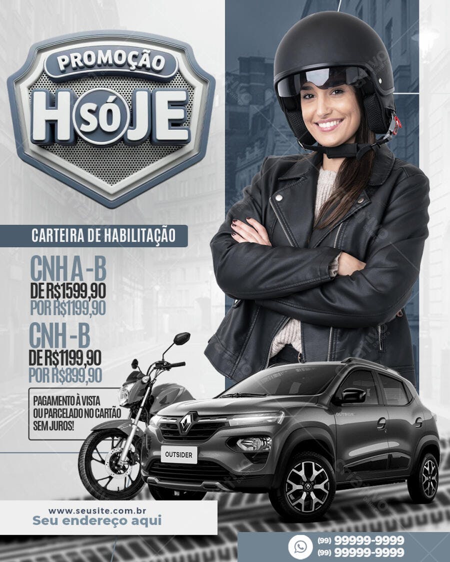 Flyer Auto Escola CNH Promoção PSD Editável