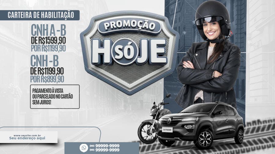 Flyer Auto Escola CNH Carro Moto PSD Editável