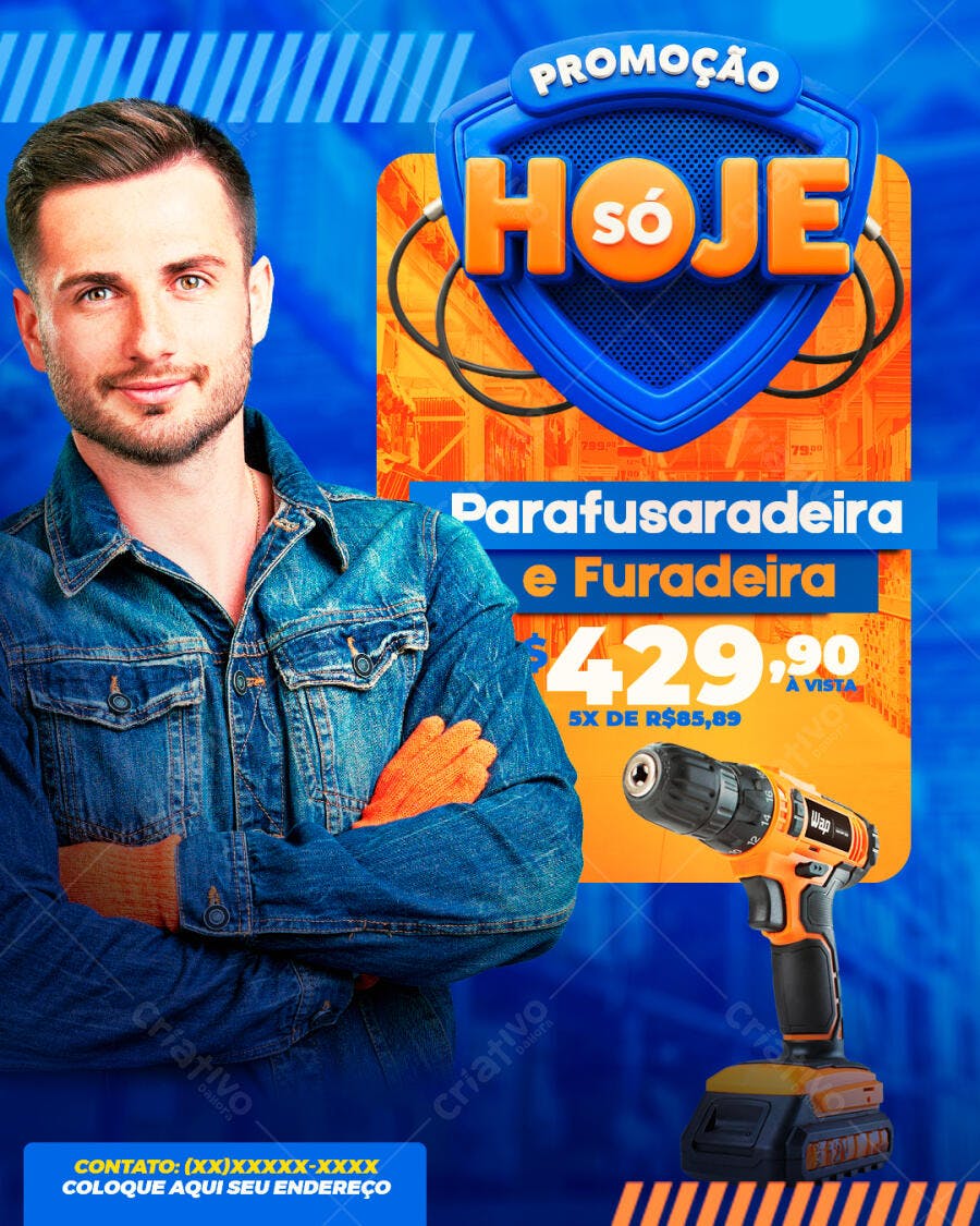 Flyer Promoção Ferramentas Parafusadeira Furadeira PSD Editável