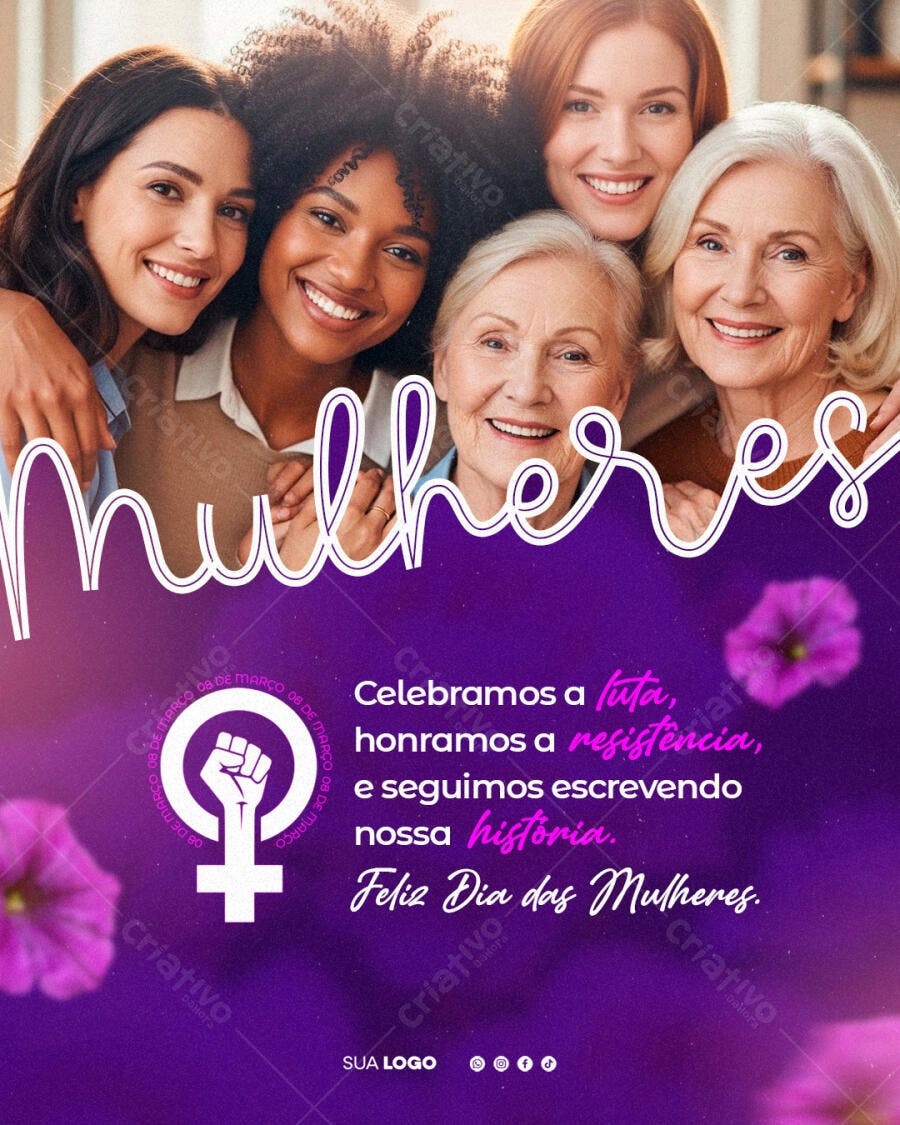 Post Instagram Dia Internacional da Mulher 8 de Março PSD Editável