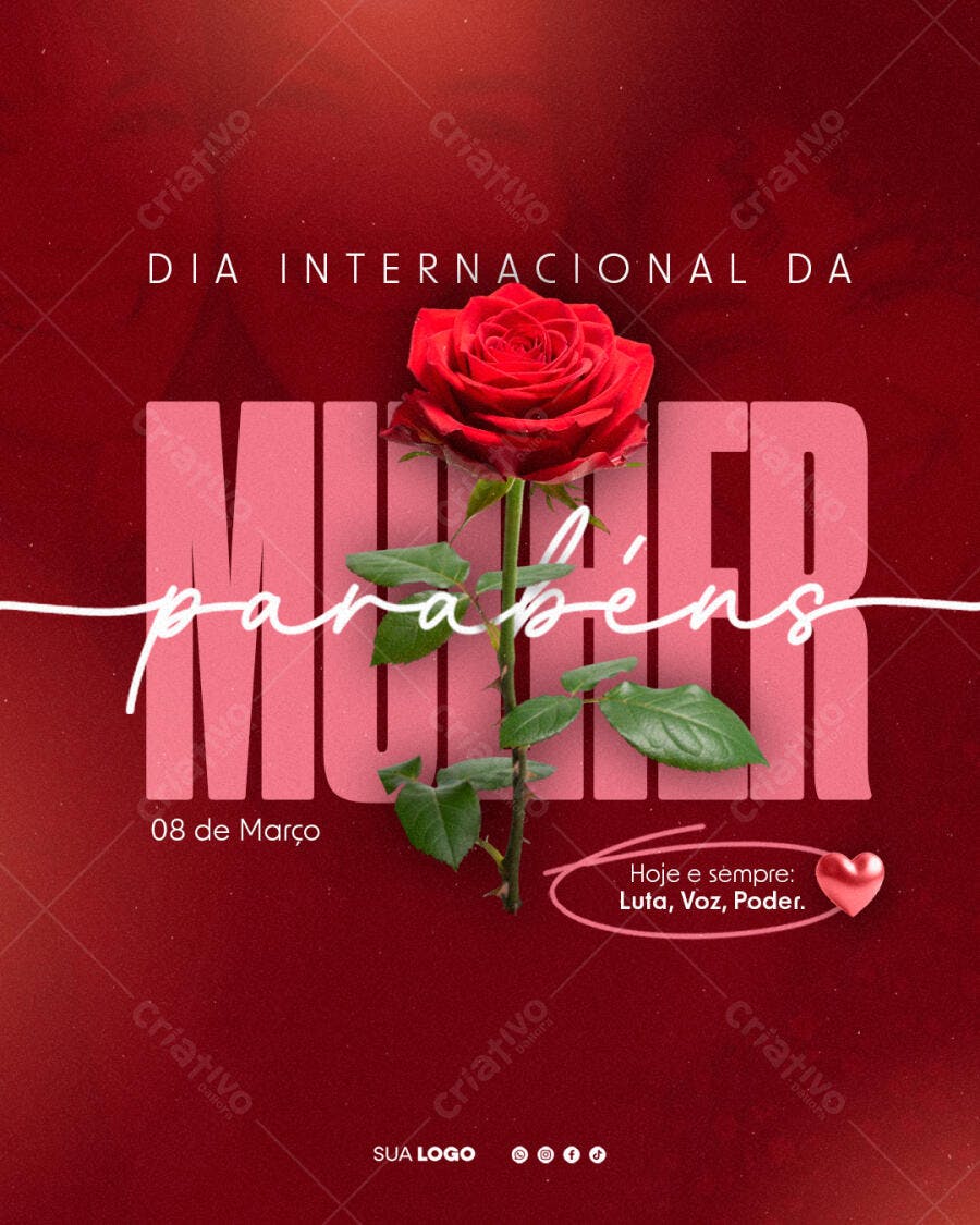 Post Dia Internacional da Mulher 8 de Março PSD Editável