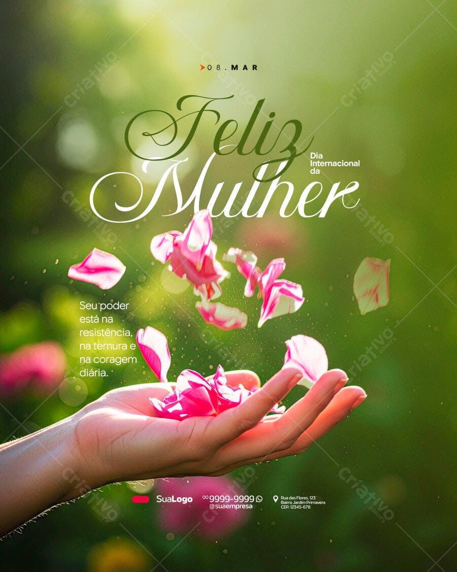 Post Instagram Dia da Mulher 8 de Março PSD Editável