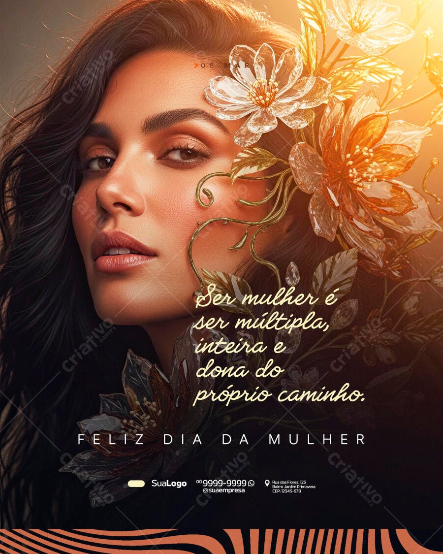 Post Dia Internacional da Mulher 8 de Março PSD Editável