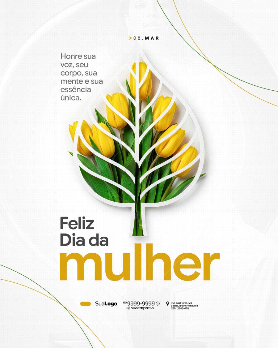 Post Instagram Dia da Mulher 8 de Março Tulipas PSD Editável