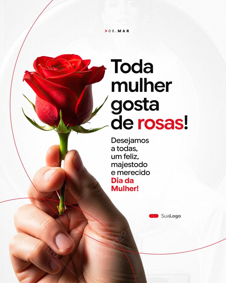 Post Instagram Dia da Mulher 8 de Março Floricultura PSD Editável