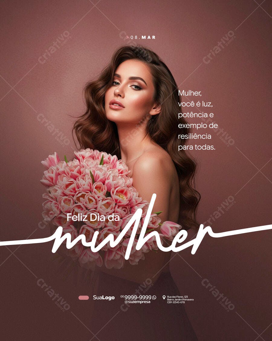 Post Instagram Dia Internacional da Mulher 8 de Março PSD Editável