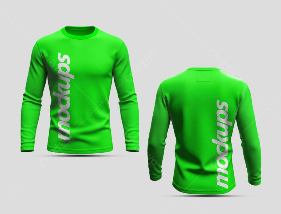 Mockup Camisa Manga Longa Verde PSD Editável