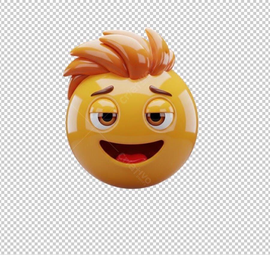 Emoji 3D Rosto Sorrindo Cabelo Laranja PSD Editável