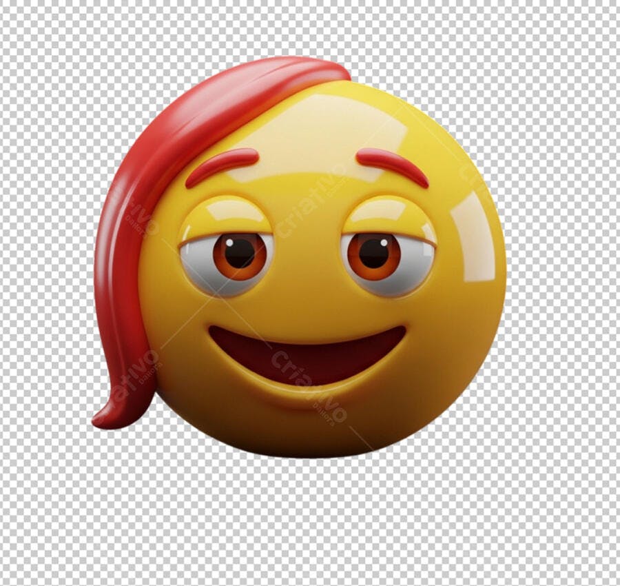 Emoji 3D Menina Cabelo Vermelho PNG Transparente
