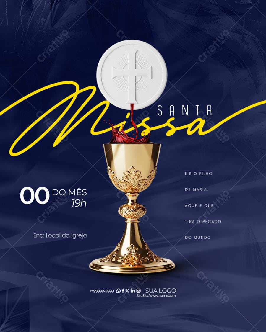 Post Missa Santa Igreja Católica PSD Editável