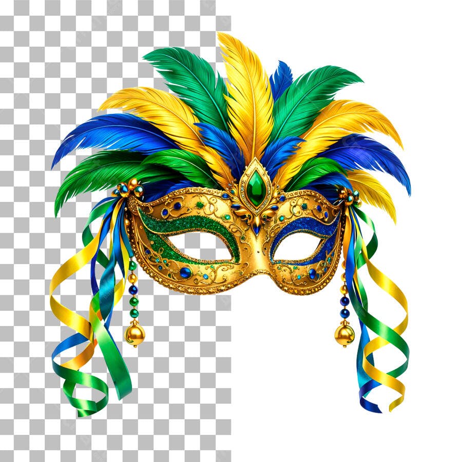 Elemento 3D Máscara Carnaval Fevereiro PNG Fundo Transparente