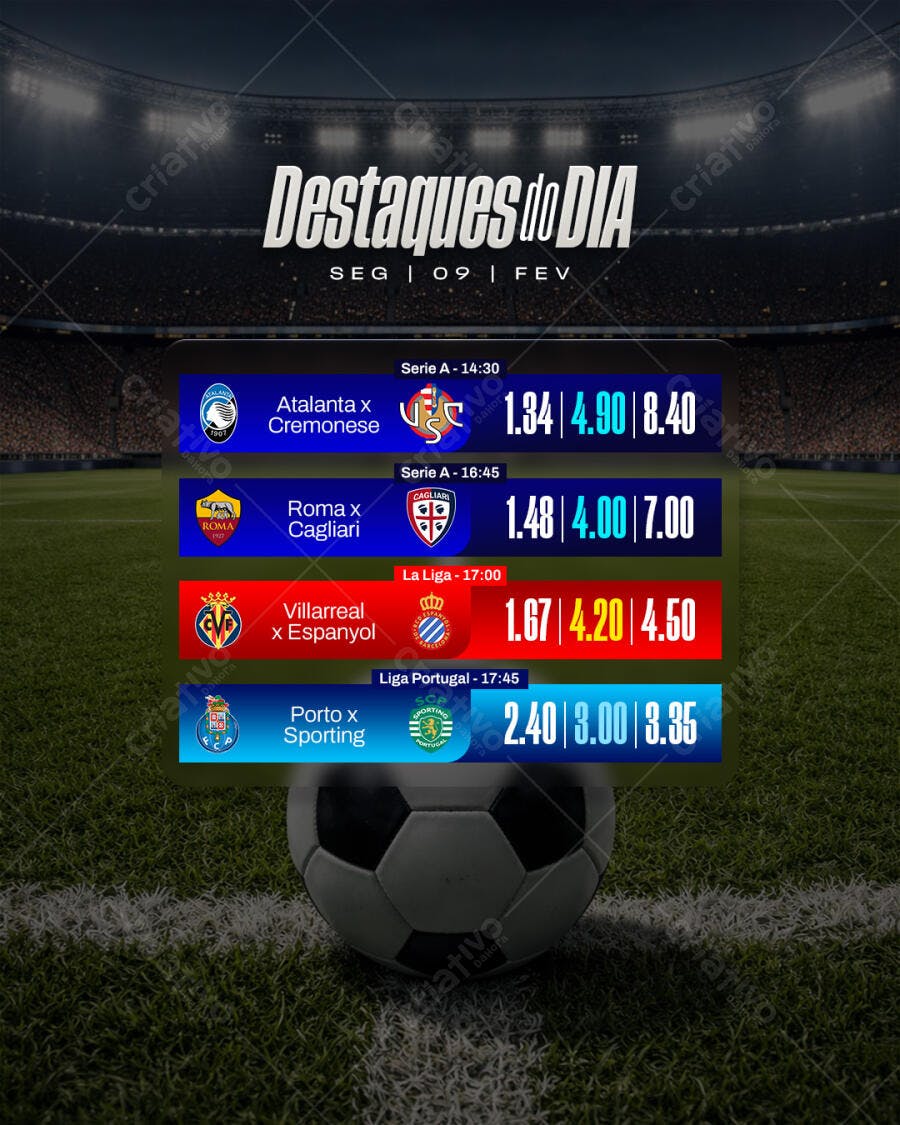 Post Instagram Destaques Futebol Apostas Esportivas PSD Editável
