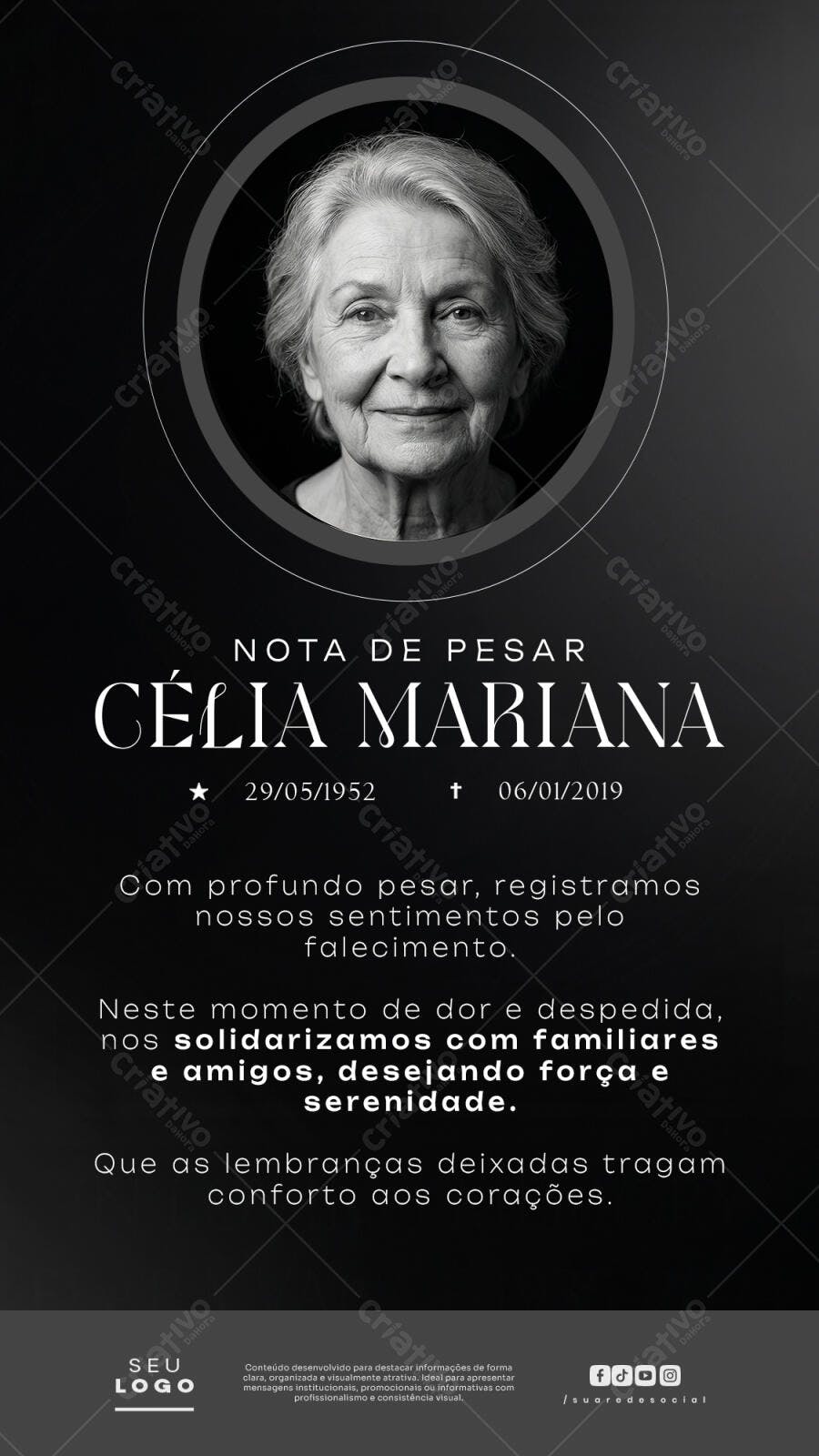 Nota de Pesar Luto Funerária PSD Editável