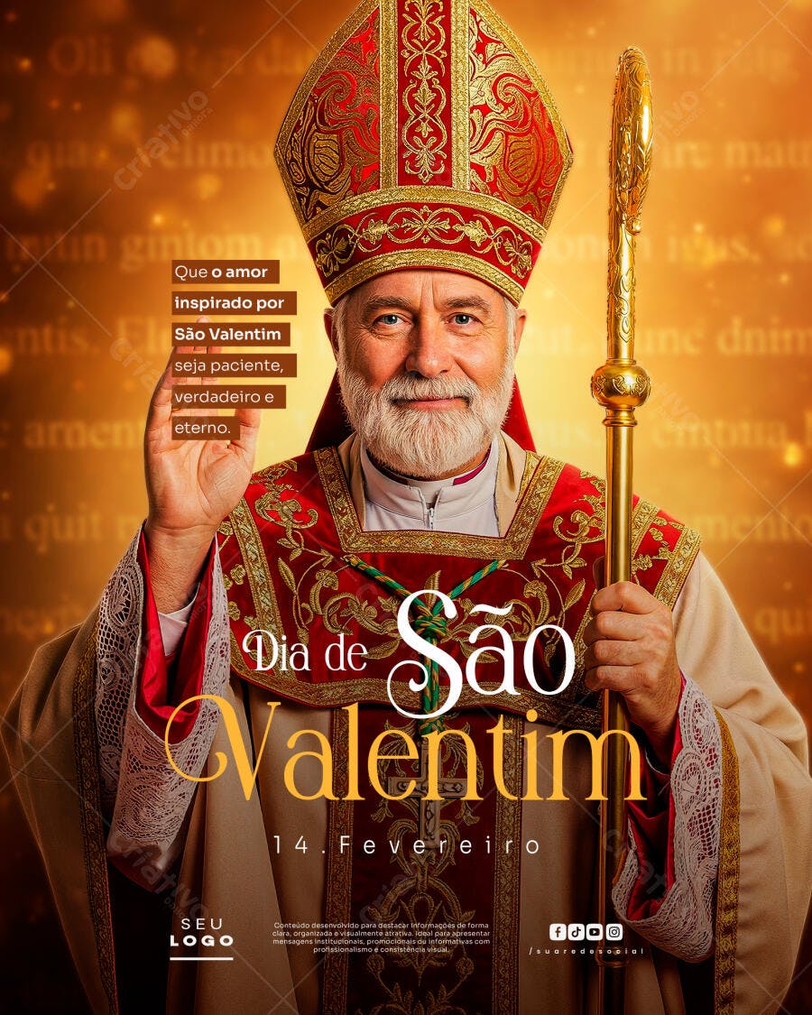 Post Dia de São Valentim 14 de Fevereiro PSD Editável