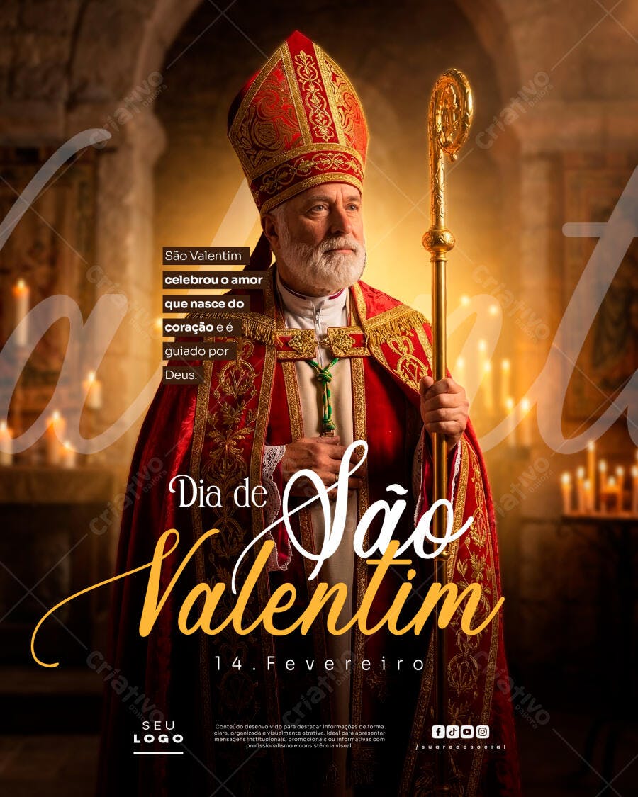 Post Instagram Dia de São Valentim 14 de Fevereiro PSD Editável
