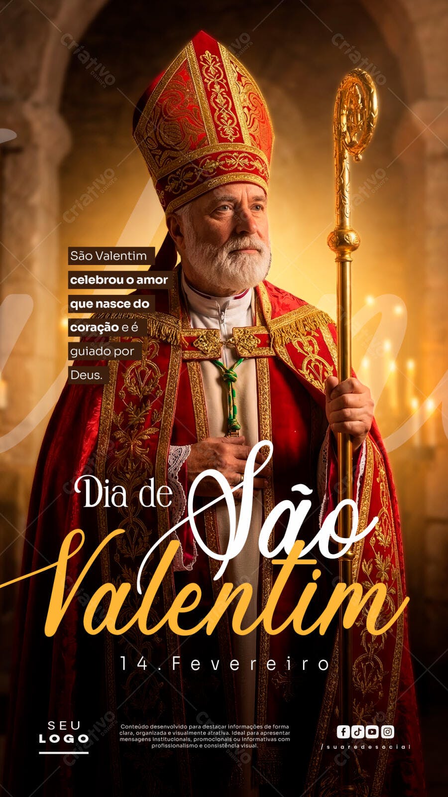 Post Instagram Dia de São Valentim Fevereiro PSD Editável