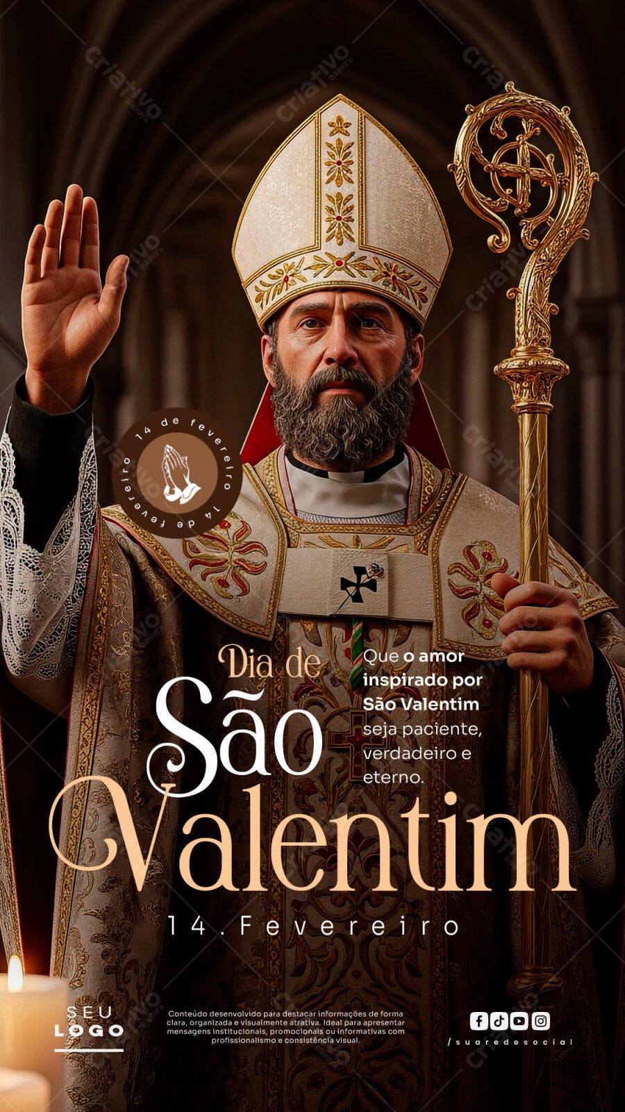Post Instagram Dia de São Valentim 14 de Fevereiro PSD Editável