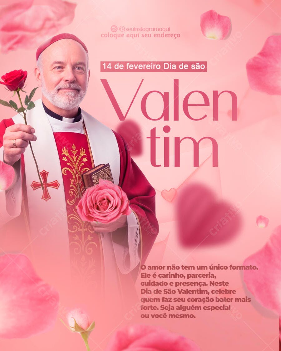 Post Dia de São Valentim PSD Editável Fevereiro