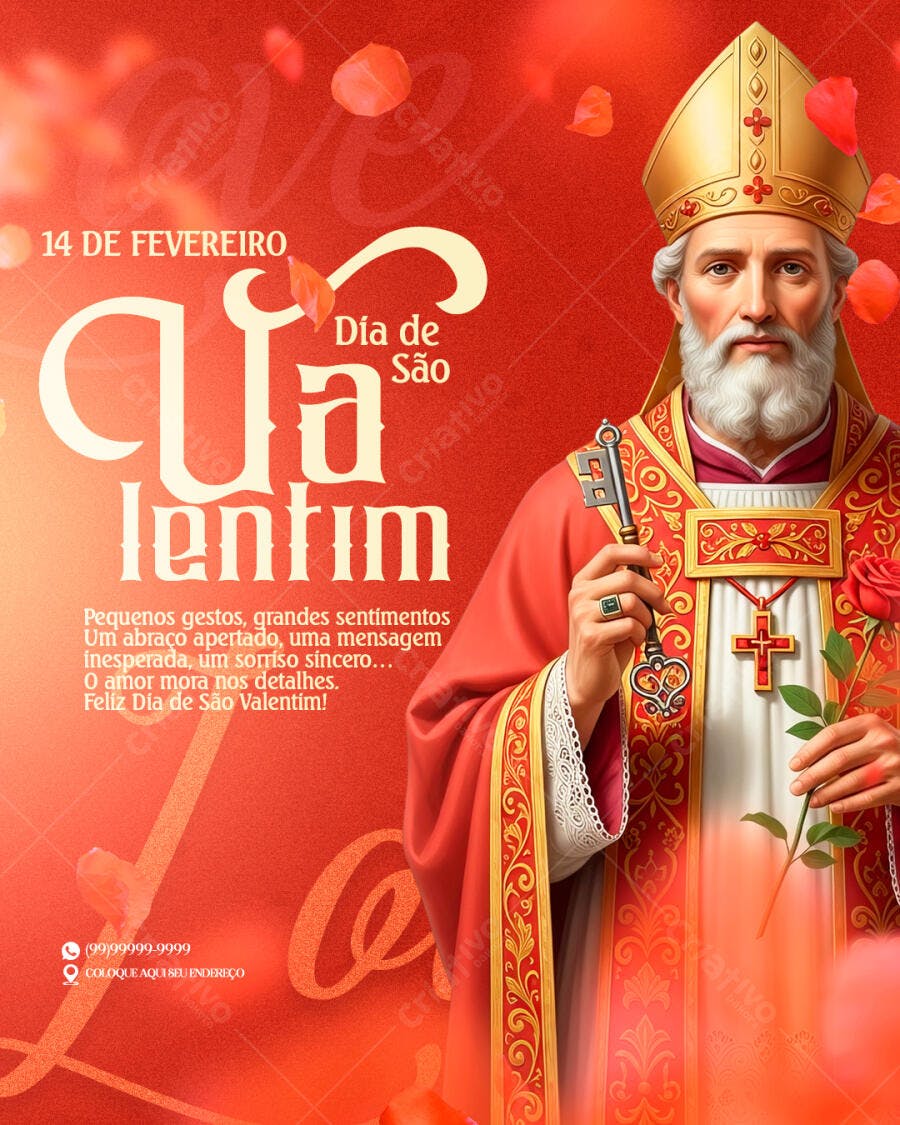 Flyer Dia de São Valentim 14 de Fevereiro PSD Editável