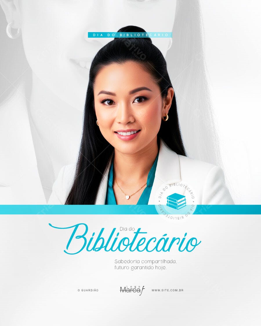Post Dia do Bibliotecário PSD Editável