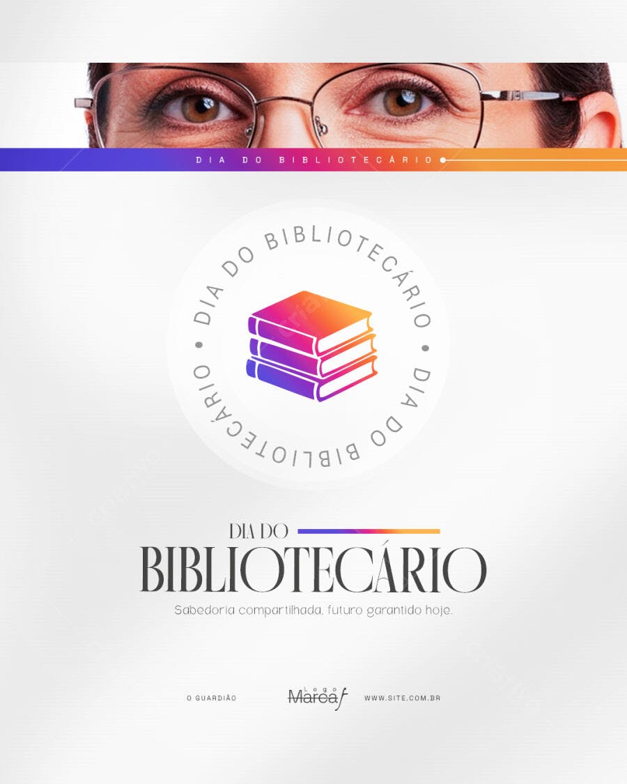Post Dia do Bibliotecário PSD Editável