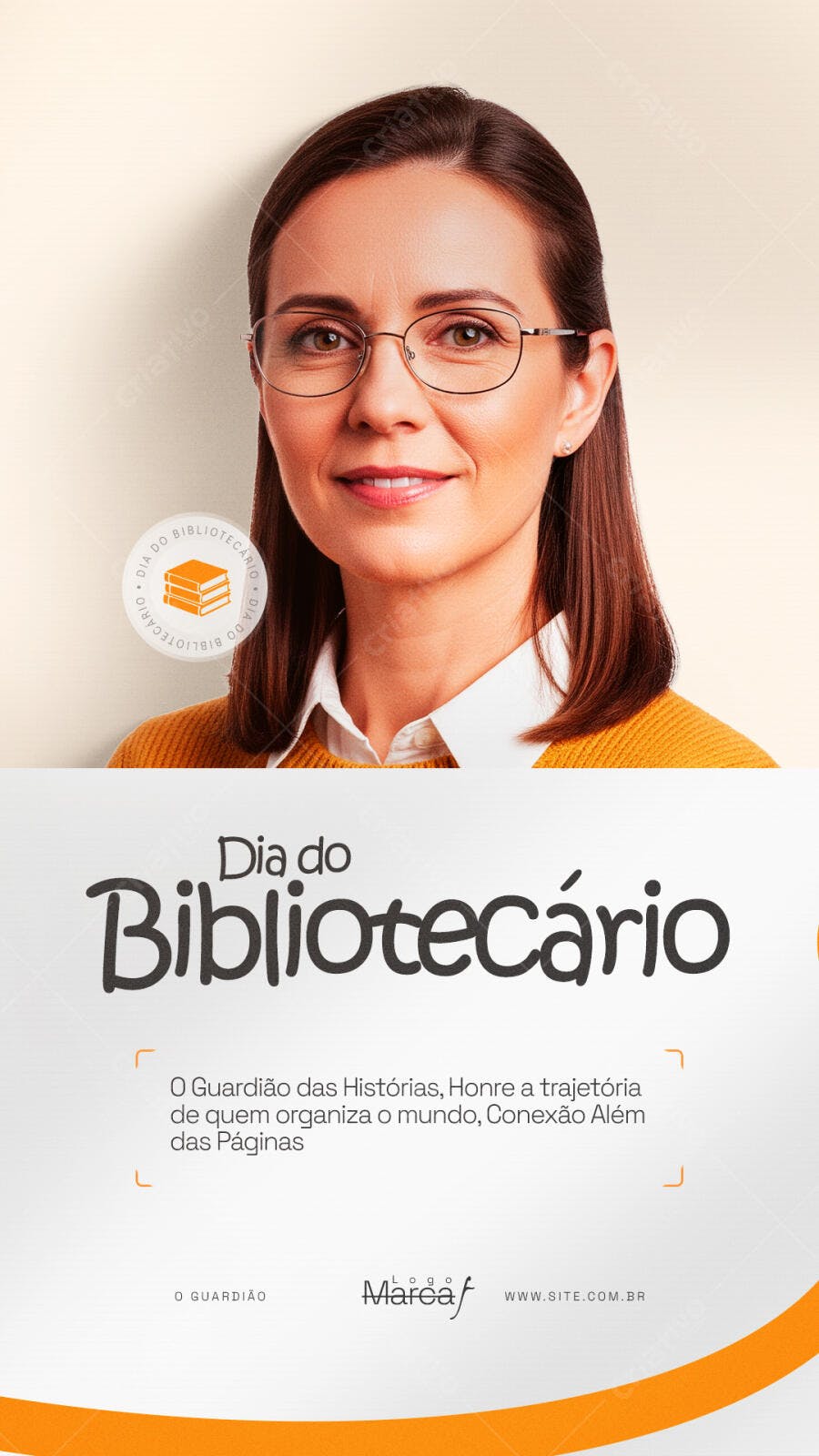 Post Instagram Dia do Bibliotecário PSD Editável