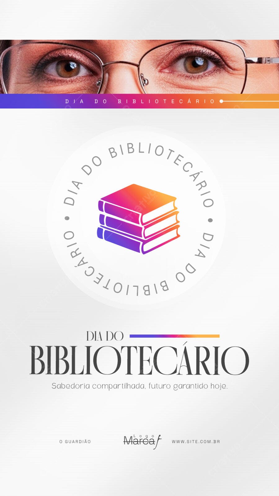 Post Instagram Dia do Bibliotecário PSD Editável
