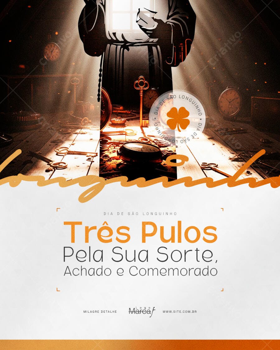 Post Dia de São Longuinho Três Pulos PSD Editável
