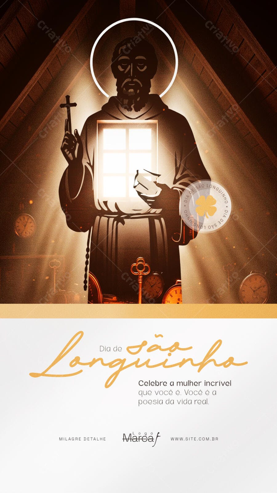 Story Dia de São Longuinho Religioso PSD Editável