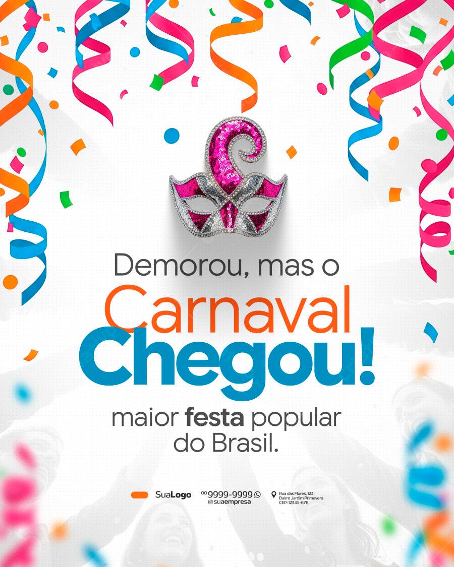 Post Instagram Carnaval Fevereiro PSD Editável