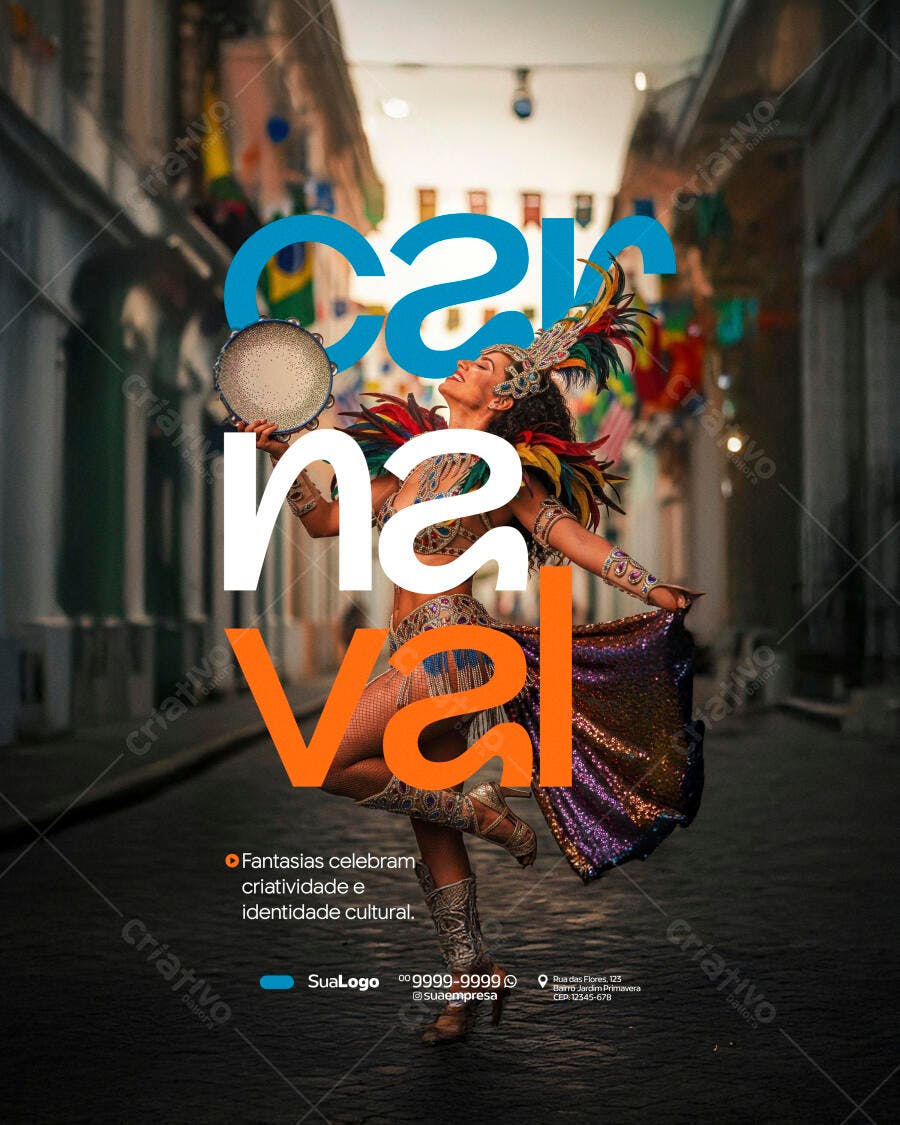 Post Instagram Carnaval Fevereiro PSD Editável