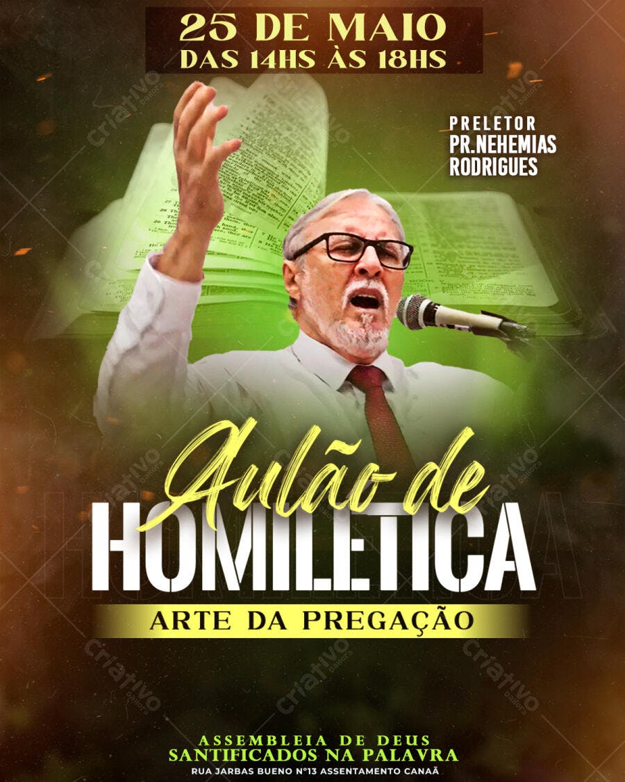 Flyer Aulão de Homilética Igreja Evangélica PSD Editável
