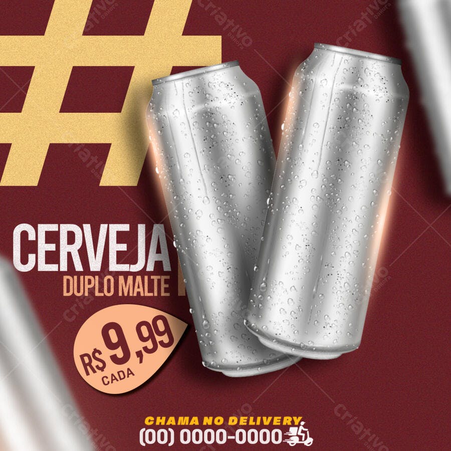 Post Instagram Cerveja Duplo Malte Promoção PSD Editável