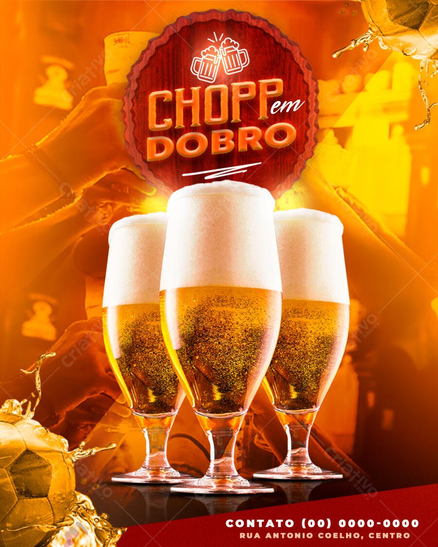 Flyer Chopp em Dobro Bar Cervejaria PSD Editável