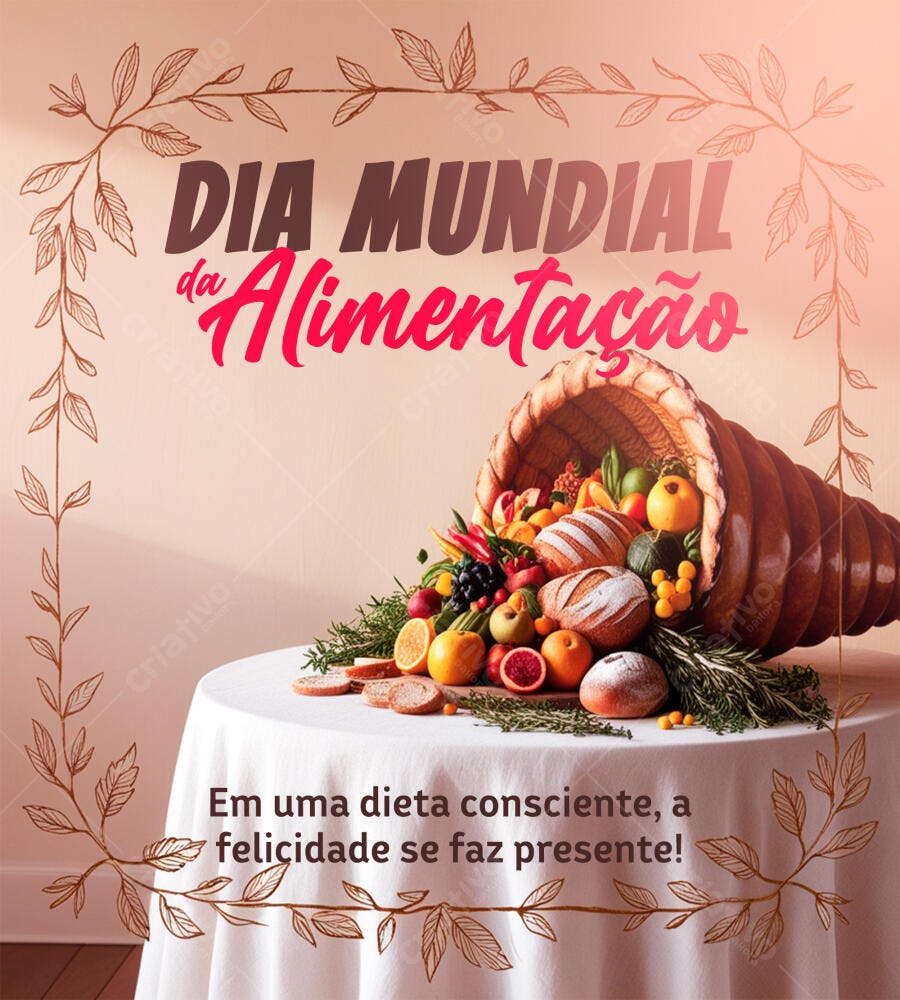Post Dia Mundial da Alimentação Nutrição PSD Editável