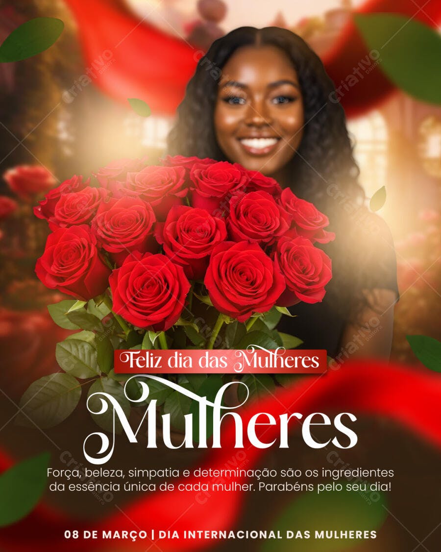Post Dia Internacional da Mulher 8 de Março PSD Editável