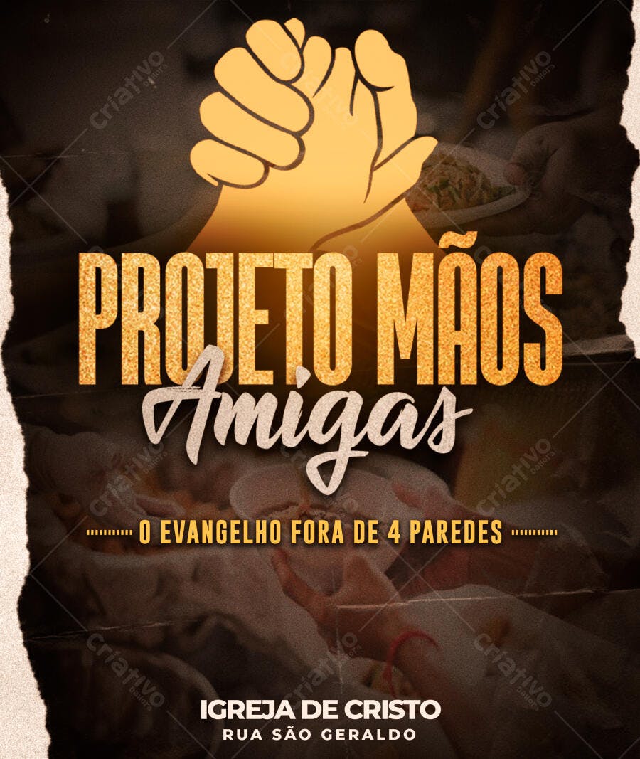 Post Instagram Projeto Mãos Amigas Igreja PSD Editável