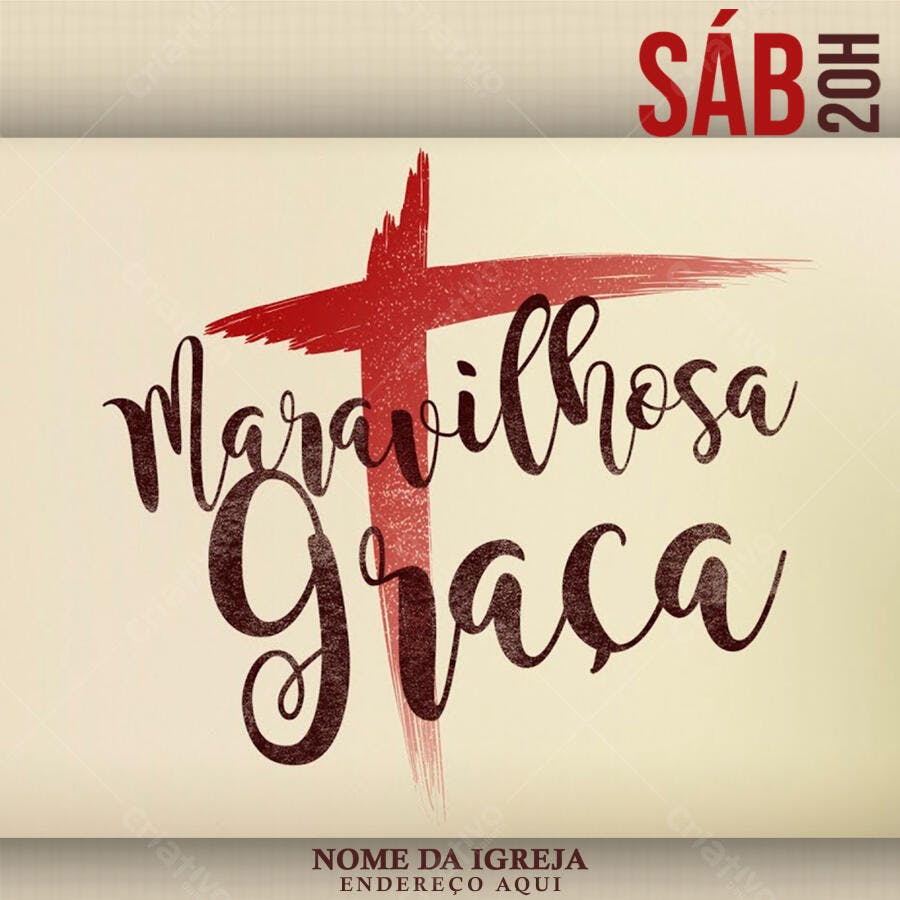 Post Instagram Maravilhosa Graça Igreja Cristã PSD Editável