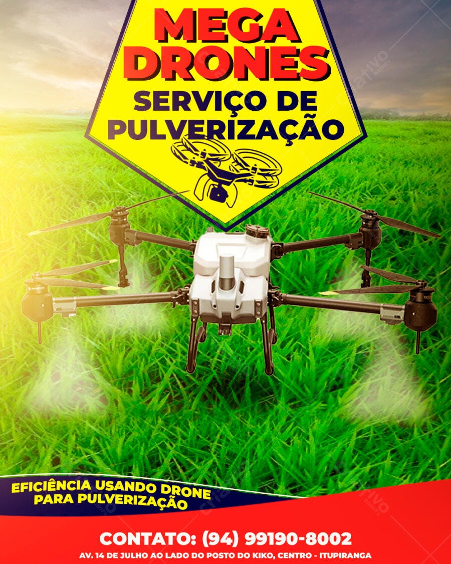 Flyer Serviço Pulverização Agrícola Drone PSD Editável