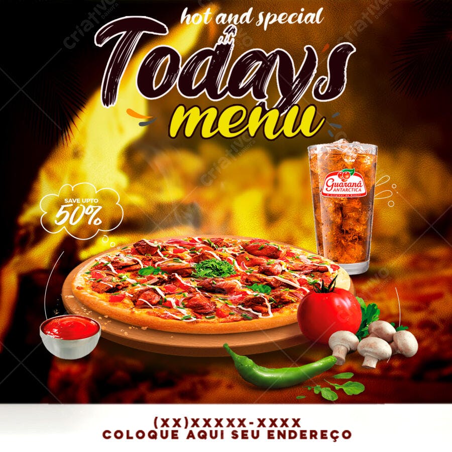 Post Instagram Menu Pizzaria Delivery PSD Editável