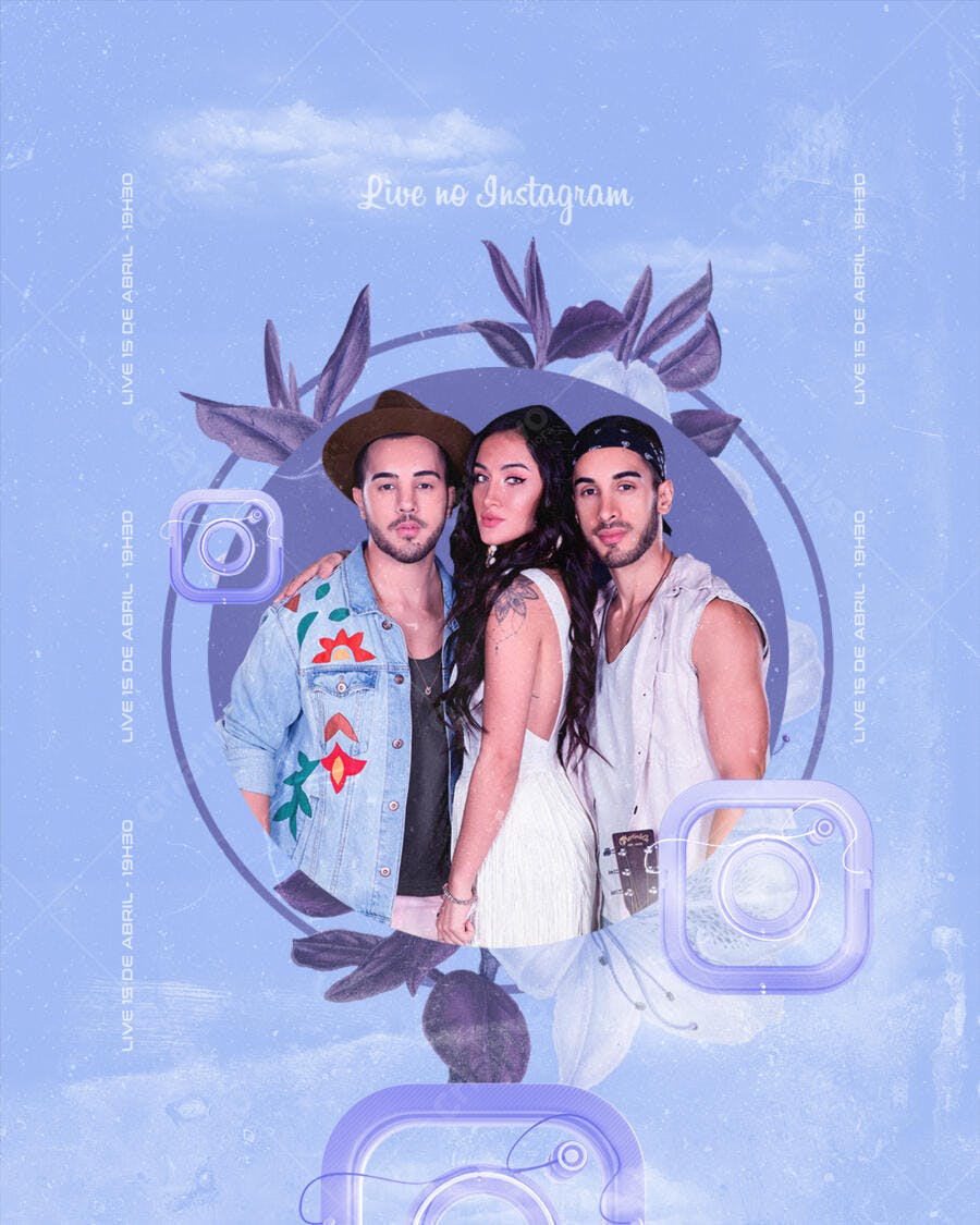 Post Instagram Live Abril Artistas PSD Editável