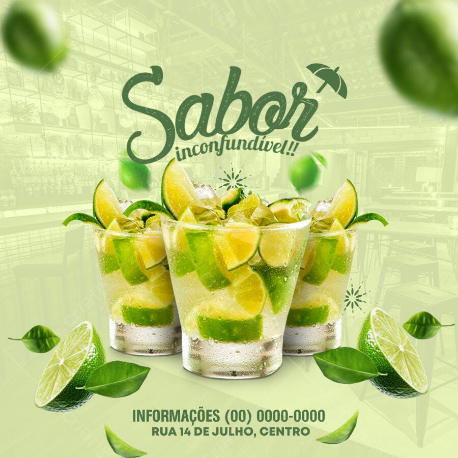 Post Instagram Caipirinha Bebida Verão PSD Editável