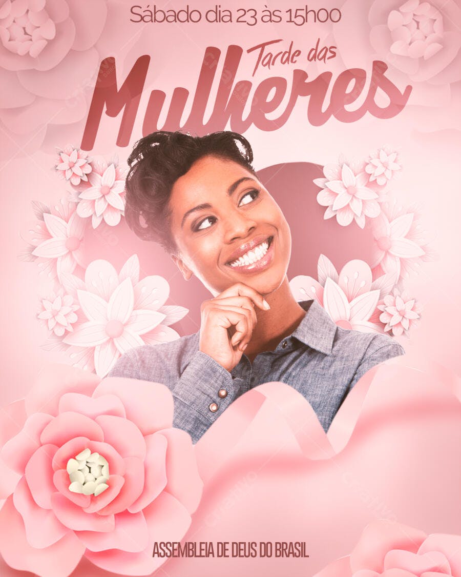 Flyer Tarde das Mulheres Igreja Evento PSD Editável