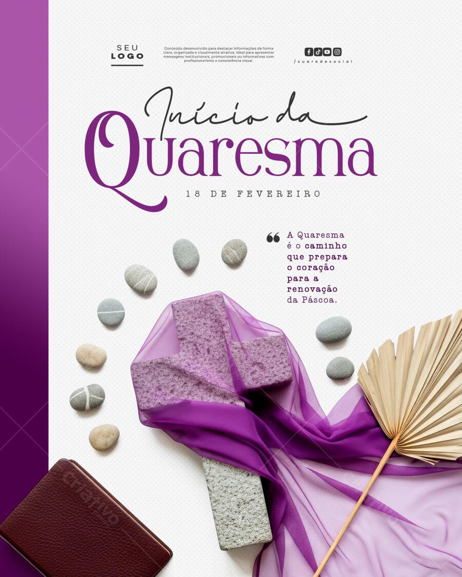 Post Instagram Início da Quaresma PSD Editável