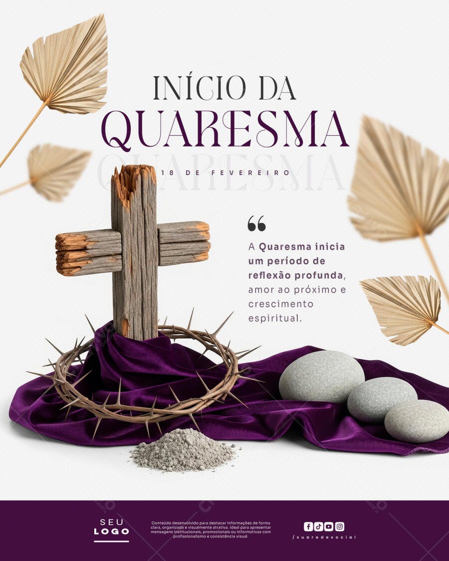 Post Instagram Início da Quaresma PSD Editável